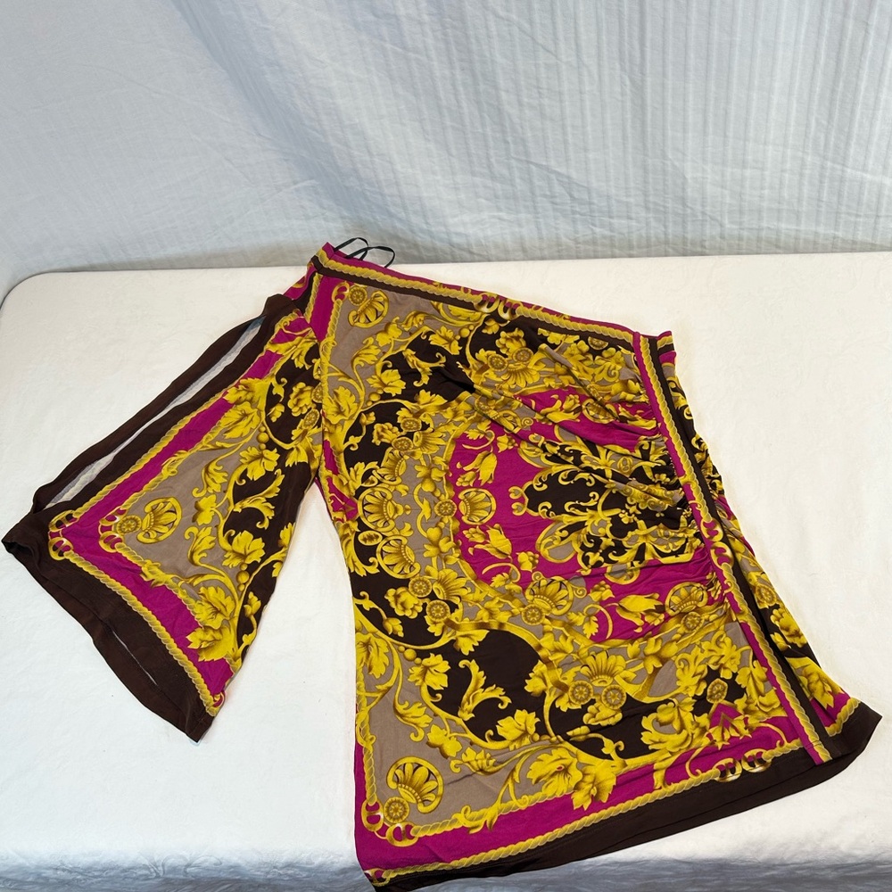 Cache Sz M One Shoulder Open Sleeve Scroll Print … - image 3